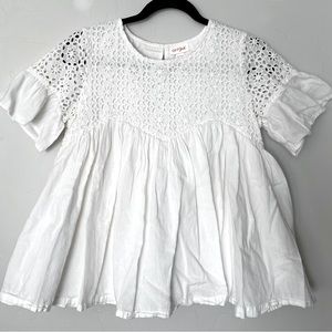 Gorgeous Cat & Jack Girls Eyelet Blouse, White, Size XL 14/16, 100% Cotton